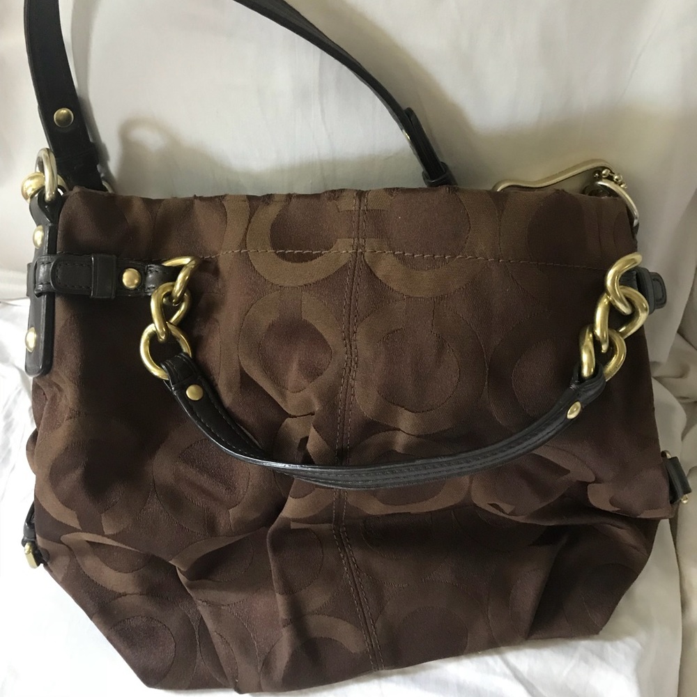 Coach #14147 Brown Canvas Hobo Bag